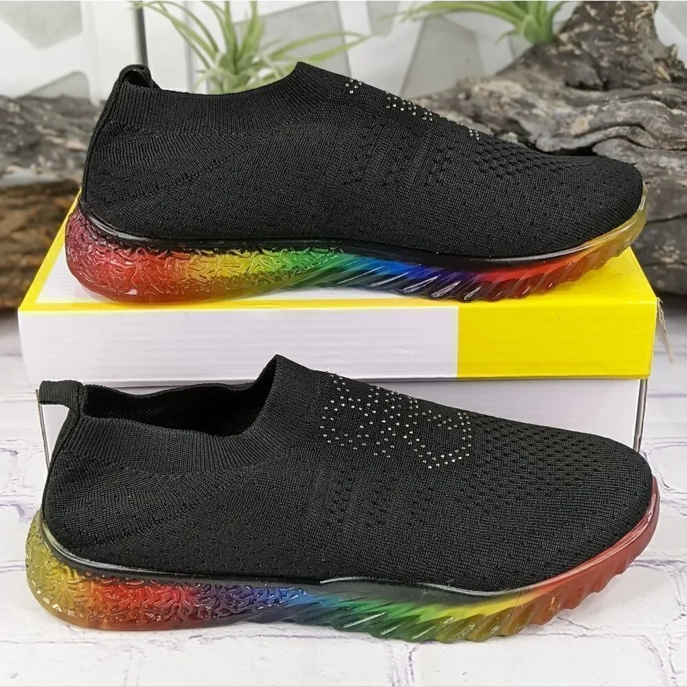 NIB G.N.D. Flow Stretch Knit Slip On Sneaker with Rainbow Sole